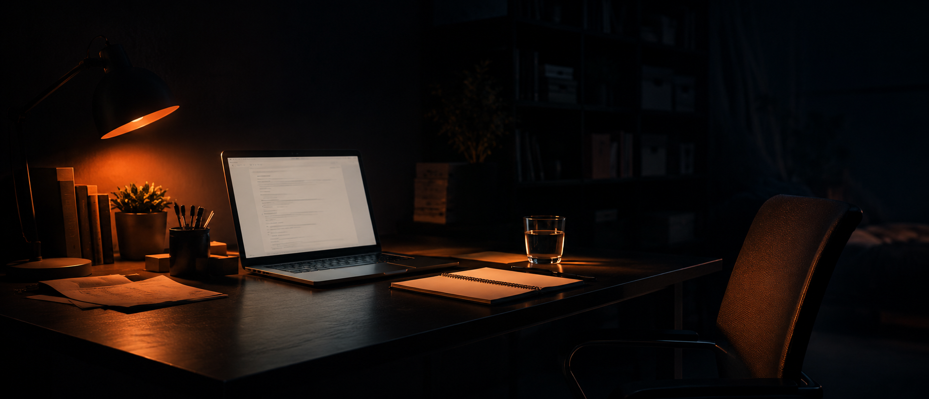 A desk mid-task, laptop open