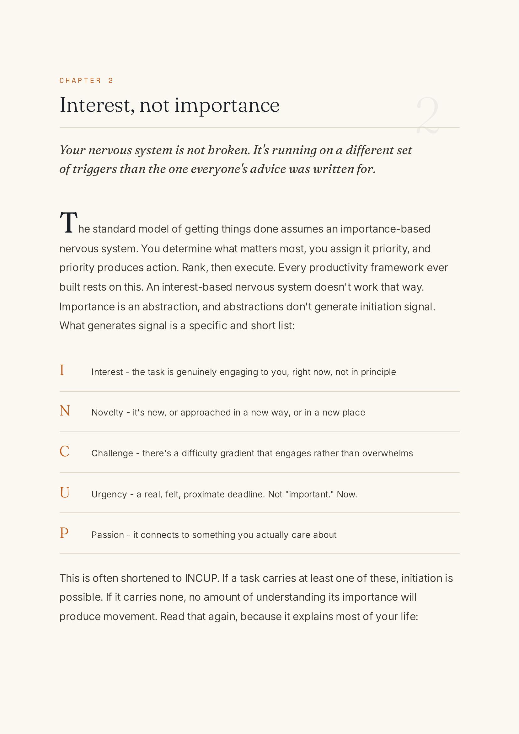 Chapter 2 - Interest, not importance, opening